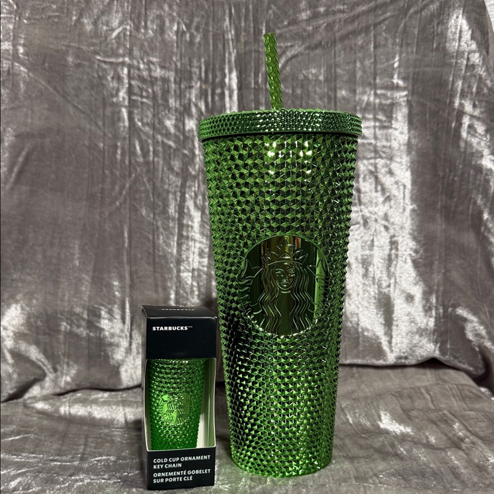Starbucks Emerald Green Textured Tumbler with Ornament 2023 edition